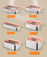 Diepvriesbestendige 304 Bento lunchbox, luchtdichte roestvrijstalen voedselbewaarbak voor delicatessen, vlees, spek en kaas, met PC-deksel