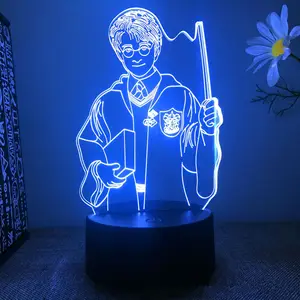 해리 포터 영화 캐릭터 3D 야간 조명 7/16 컬러 파티 홈 장식 LED 테이블 램프 팬 소년 크리스마스 선물