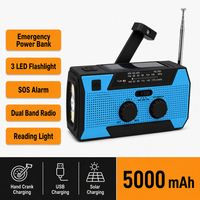 Radio de Emergencia Portátil AM FM NOAA con Manivela Solar, Banco de Energía de 5000mAh, Linterna LED, Alarma SOS, para Tormentas y Huracanes