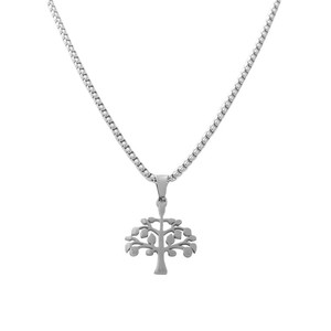 yunnique <b>Tree</b> Of Life Pendant Stainless Steel Unisex <b>Necklace</b> Retro Geometric Plant Design 120104 - Product Image 3