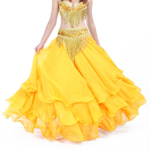 Falda de Danza del Vientre para Mujer, Falda Española de Chifón con Lentejuelas Brillantes y Borlas, Disfraz para Espectáculos de Danza - Product Image 3