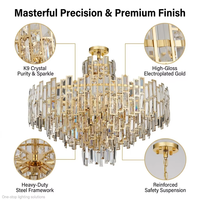 Lustre moderne en cristal K9 de haute qualité, taillé avec précision, luminaire suspendu de luxe, LED blanc chaud à intensité variable, pour hall d'hôtel, salon