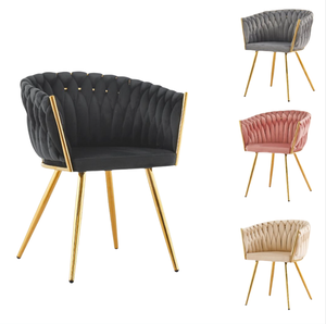 Nhà máy nóng bán <span class=keywords><strong>grey</strong></span> nhung ăn ghế với cánh tay vàng chân kim loại chần chừ hiện đại cafe ghế mềm màu be trắng ghế - Product Image 1