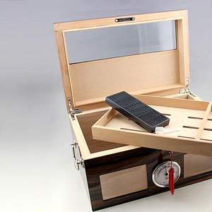 Boîte à cigares <span class=keywords><strong>électronique</strong></span> en bois de cèdre avec couvercle en verre et humidificateur, boîtes à cigares portables personnalisées en gros - Product Image 5