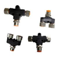 Connecteurs de capteur M12 IP67 étanches 4A 60V en nylon, type Y à trois voies, code A, 4 broches
