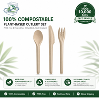 Ensemble de couverts 3 pièces en bagasse marron, jetables et compostables, couteau, fourchette, cuillère, vaisselle sans danger pour les aliments, pour compagnies aériennes et bureaux