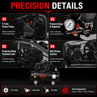 Compresseur d'air à piston portable entraîné par courroie 70L 3HP 8 bars, refroidi par air, lubrifié, pour atelier et gonflage de pneus