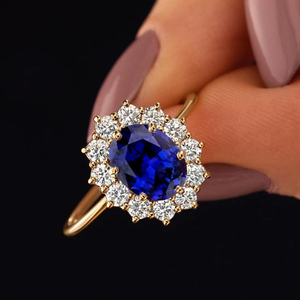 <span class=keywords><strong>Bague</strong></span> de fiançailles en <span class=keywords><strong>or</strong></span> massif 9k/10k/14k/18k <span class=keywords><strong>saphir</strong></span> bleu coupe ovale classique MaiYi Fine Jewelry pour femmes - Product Image 5