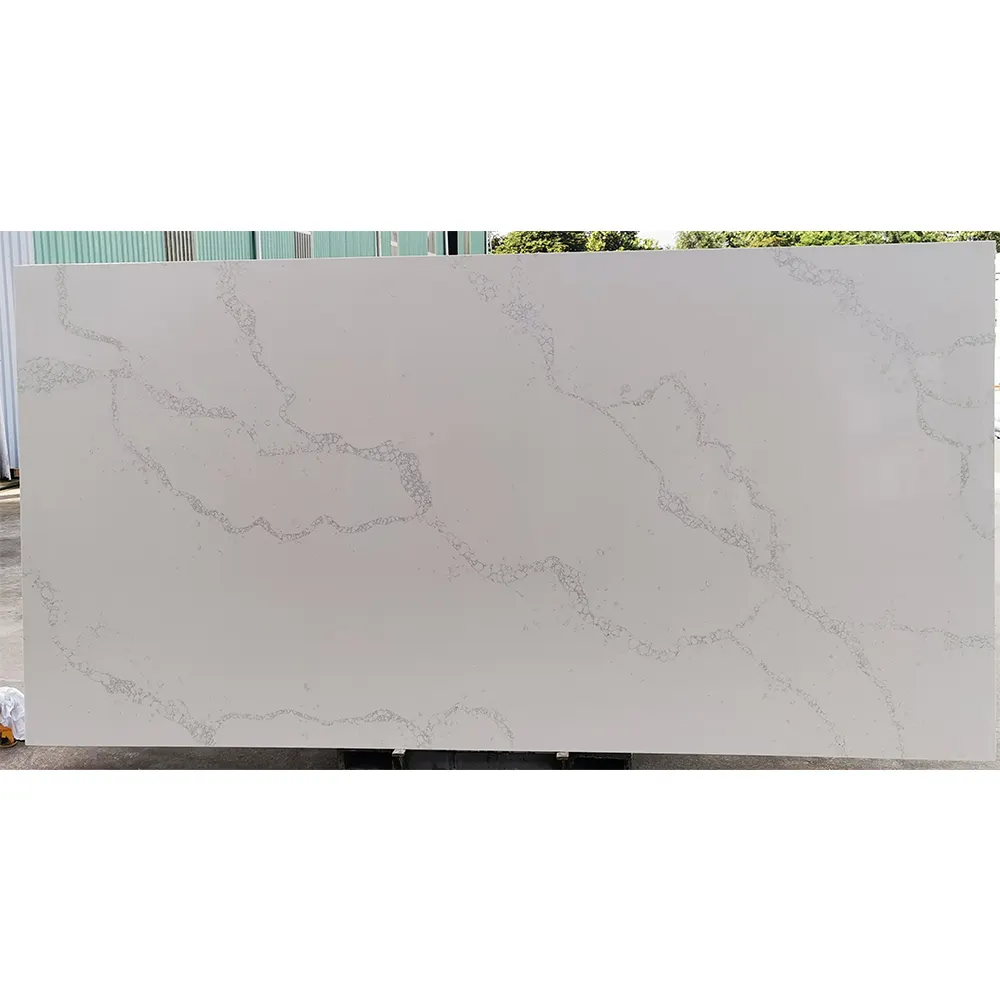 Wholesale Prefab Polish White Calacatta Quartz Countertop Stone Tile Price Slab From Vietnam Factory
