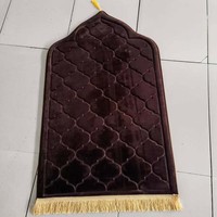 Islamic Prayer Rug with Thick Sponge, Soft Flannel Praying Carpet, Irregular Solid Color Embossed Mat for Home & Gift Decor