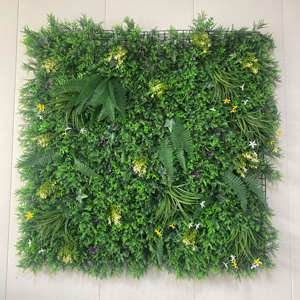S-031 1x1m UV protégé en plastique <span class=keywords><strong>3D</strong></span> artificiel vert herbe panneau fleur Type plante mur - Product Image 1