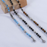 Bracelet en perles fait main pour homme et femme, en acier inoxydable, résistant à l'eau, non ternissant, style bohème, réglable et empilable