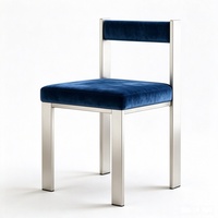 Chaise de salle à manger moderne de luxe en velours avec structure en acier inoxydable, durable, pour extérieur, ferme, entrepôt, restaurant, hôtel