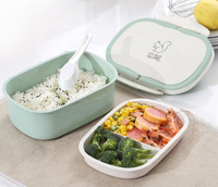 Boîte à lunch scolaire écologique pour enfants avec couvercle en plastique, en paille de blé et en PP, capacité de 950 ml