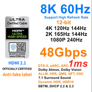 Cable de Audio y Video Metálico de Primera Calidad, Chapado en Oro, Cable Móvil a TV, Cable HD, Compatible con 2.1 OEM 4K 120Hz 8K 60hz a HDMI - Product Image 6