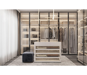 Armoire à portes coulissantes en verre classique personnalisée, facile à assembler, dernière collection de meubles en contreplaqué, armoire à double porte, vente - Product Image 1