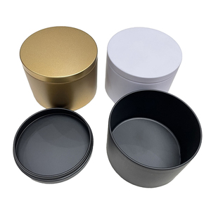 Wholesale round Small can container metal tin round boxes custom 8oz metal tin white