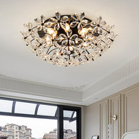 Lustre moderne en cristal français de luxe avec LED, luminaire principal en forme de pétale de fleur, éclairage pour restaurant, salon, chambre à coucher