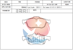 Pièces automobiles SDCX D1757 DB1665 D973 SP1396 PN2701 44060-AV625 Plaquettes <span class=keywords><strong>de</strong></span> <span class=keywords><strong>frein</strong></span> en céramique pour NISSAN Primera FORD RENAULT <span class=keywords><strong>Espace</strong></span> Laguna - Product Image 3