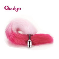 Plug anal vibrant en forme de queue de chat, jouet sexuel, rouge et violet, en acier inoxydable et cristal, 100% étanche, 6cm*46cm