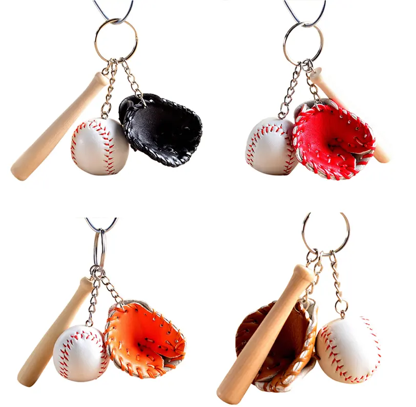 Baseball en bois chauve-souris porte-clés voiture de sport porte-clés porte-clés cadeau pour homme