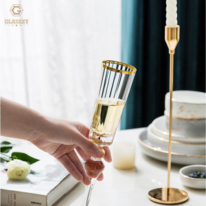 แก้วไวน์คริสตัลสีแดงทำด้วยมือสำหรับงานแต่งงานลูกปัดขอบทองแก้วไวน์ประกายแชมเปญ - Product Image 2