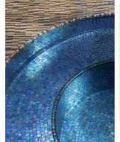 Ubin Mosaik Kaca Jade Iridescent Biru Langit Transparan Modern untuk Kolam Renang