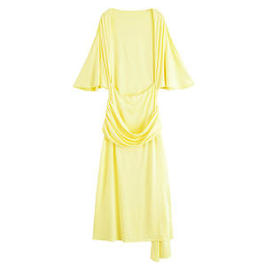 TAOP&ZA Autunno 2025 Nuovo Abito Lungo da Donna Giallo alla Moda Temperamento Schiena Scoperta Strati Decorativi Spacco 4661209 - Product Image 2