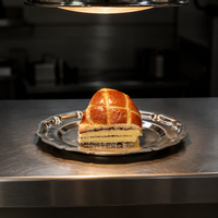 Assiette de service en acier inoxydable de qualité alimentaire pour restaurant, design floral, plateau de service en acier inoxydable, assiettes elliptiques
