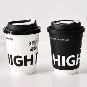 Custom logo Biodegradable 12oz 16oz 20oz Double-wall Paper <b>Cups</b> for Hot Coffee Kraft Paper <b>Cups</b> with Lids - Product Image 1