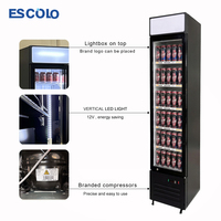 Vitrine réfrigérée verticale pour boissons avec porte vitrée fine, écran LED et refroidisseur d'air