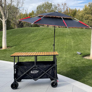 Şemsiye kamp balıkçılık piknikler için katlanabilir yemek sepeti aperatif arabaları kamp vagon büyük masa kamp Handcart - Product Image 4