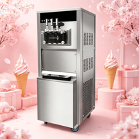 Machine à glace molle à double compresseur avec pompe à air, sur pied, 3 saveurs