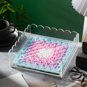 Plateau en acrylique transparent Plateau d'organisation en acrylique transparent Bords de fleurs Porte-serviettes en acrylique - Product Image 2