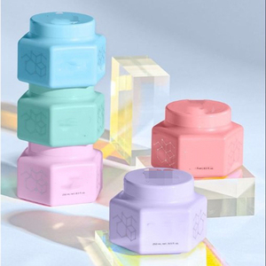 Mais recente Design Hexagon Shaped 50ml 100ml Face Cream Container Plastic Jar Body Scrub Loção Manteiga de Karité Corporal