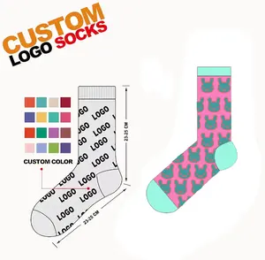 FREE DESIGN NO MOQ OEM Manufacturer Supply Custom Design Knit Cotton Sock Custom Logo Fashion Men Crew Sock