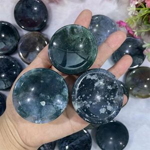 Vente en gros de bols sculptés en agate d'herbe aquatique de style bohème naturel, 5-6 cm, de haute qualité, cristal de guérison pour la décoration intérieure et les cadeaux - Product Image 5