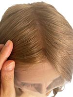 Perruques en cheveux humains vierges de qualité supérieure, avec base en silicone et dentelle complète, couleur mélange chocolat brun et blond cendré, pour femmes