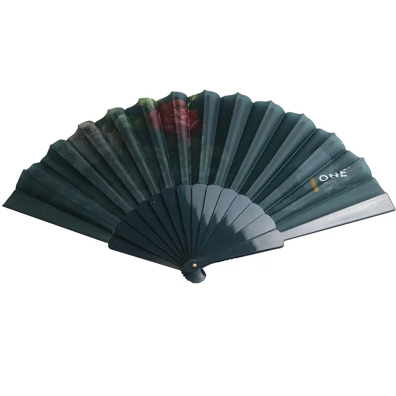 Özelleştirilmiş kişiselleştirilmiş yüksek kaliteli el fanlar plastik kaburga özel baskılı katlanır el Fan