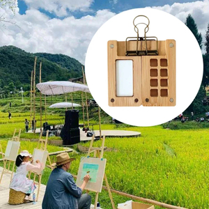Bview Art - Paleta de Pintura Portátil de Bambú con 8 Compartimentos, Magnética, Vacía, Mini Paleta de Viaje <span class=keywords><strong>para</strong></span> <span class=keywords><strong>Acuarelas</strong></span>, <span class=keywords><strong>Caja</strong></span> Multifuncional <span class=keywords><strong>para</strong></span> Pinturas - Product Image 4