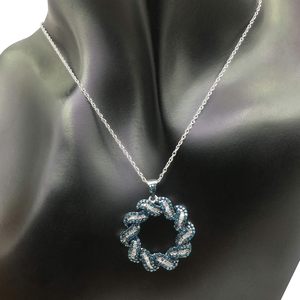 Diamond Circle Swirl Pendant Necklace 1.52 Cttw Round Baguette Cut 925 Sterling Silver Women's Fine Jewelry - Product Image 2