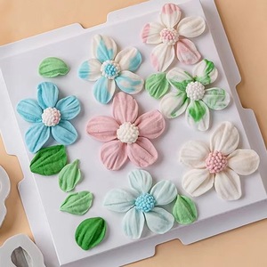 Silicone Fondant Molds For Cosmos Tulip Flowers Leaves Blossoms Cake Decoration DIY Baking Supplies Pink Set - Product Image 3