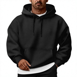 Sudadera con Capucha Negra para Hombre, Corte Regular, Color Sólido, Algodón French Terry, Informal, con Bolsillo Delantero, para Otoño, Beazer Sports, 300g, Estampado Puff - Product Image 2