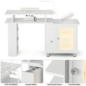 Pink Wood Nail <b>Table</b> Salon Manicure Desk with Dust Collector Wrist Cushion Drawer Cabinet UV <b>Lamp</b> Stand - Product Image 3