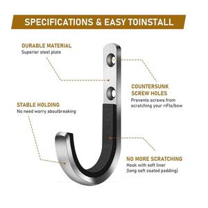 Scaffale per pistola in metallo supporto per pistola a <span class=keywords><strong>parete</strong></span> con imbottitura morbida appendiabiti per tiro con l'arco - Product Image 5