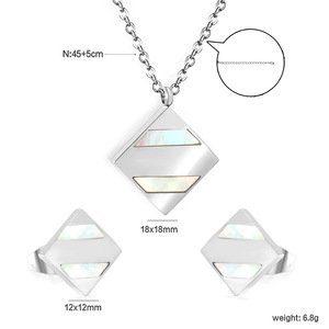 Women's Geometric <b>Square</b> White Shell Jewelry <b>Set</b> Gold Silver Stud Earrings Necklace Everyday Wear - Product Image 5