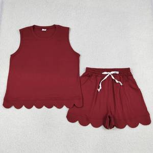 En stock: Conjuntos de verano de algodón suave para mujer con diseño festoneado, ropa de moda al por mayor, conjuntos a juego para mamá e hija, ropa de fábrica de alta calidad para boutiques. - Product Image 2