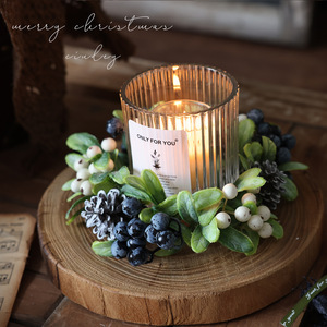 Christmas Gift <b>Small</b> <b>wreath</b> Candlestick Desktop Arrangement Ornaments Christmas Eve Candlelight Dinner Accessories Decorations - Product Image 2
