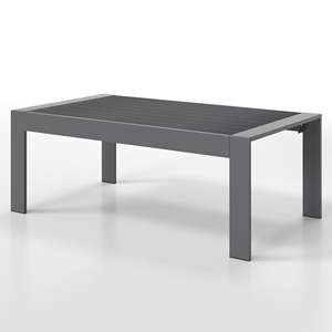 DB Mesa de centro moderna de aluminio para exteriores Mesa de patio rectangular para todo tipo de clima en gris para playa de patio - Product Image 1