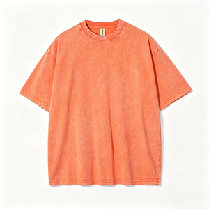 Camiseta de algodón pesado para hombre, personalizada al por mayor, con cuello redondo, lisa, oversize, estilo vintage, con lavado ácido - Product Image 1